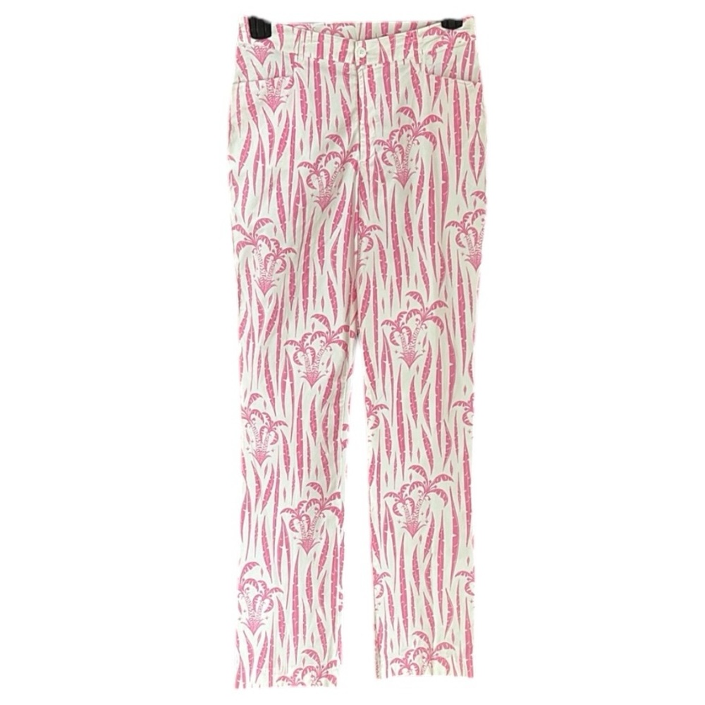 Govango Tropical Palm Print Pink Women's Pants 8 Tall